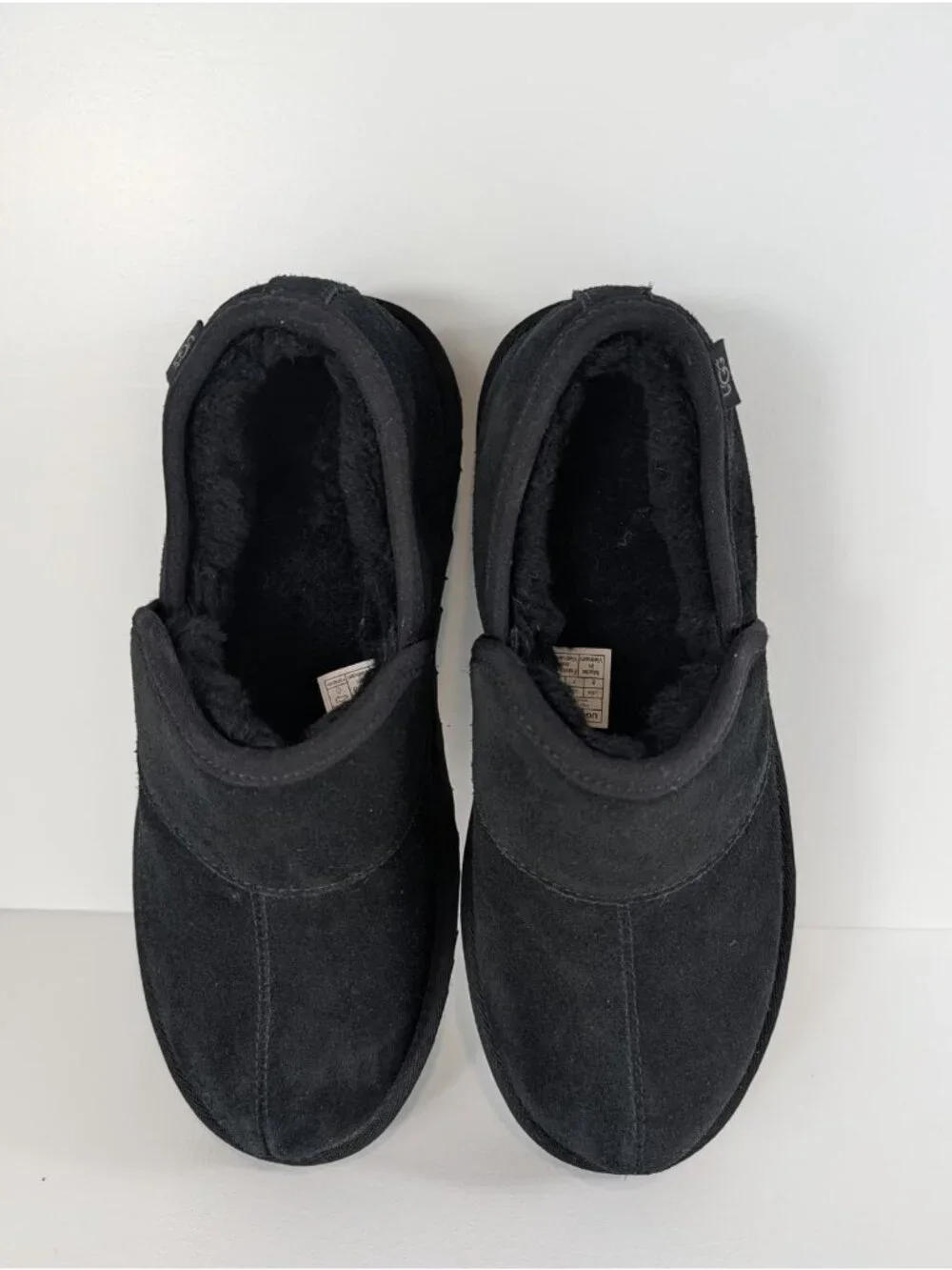 UGG Black Suede Slip-On Moccasin Shoes Men's Size 8 Durable Rubber Sole
